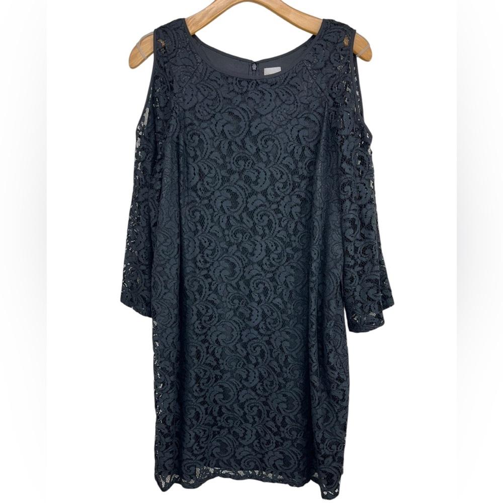 Chico’s Cold Shoulder Black Lace Dress Womens 20/22
